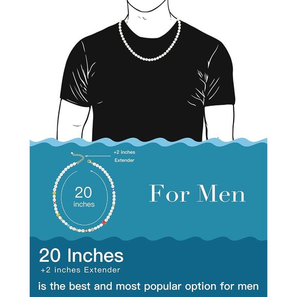 Genuine Pearl Necklace with Smiley Face Beads - Unisex 20" Adjustable Choker - Picture 4 of 7